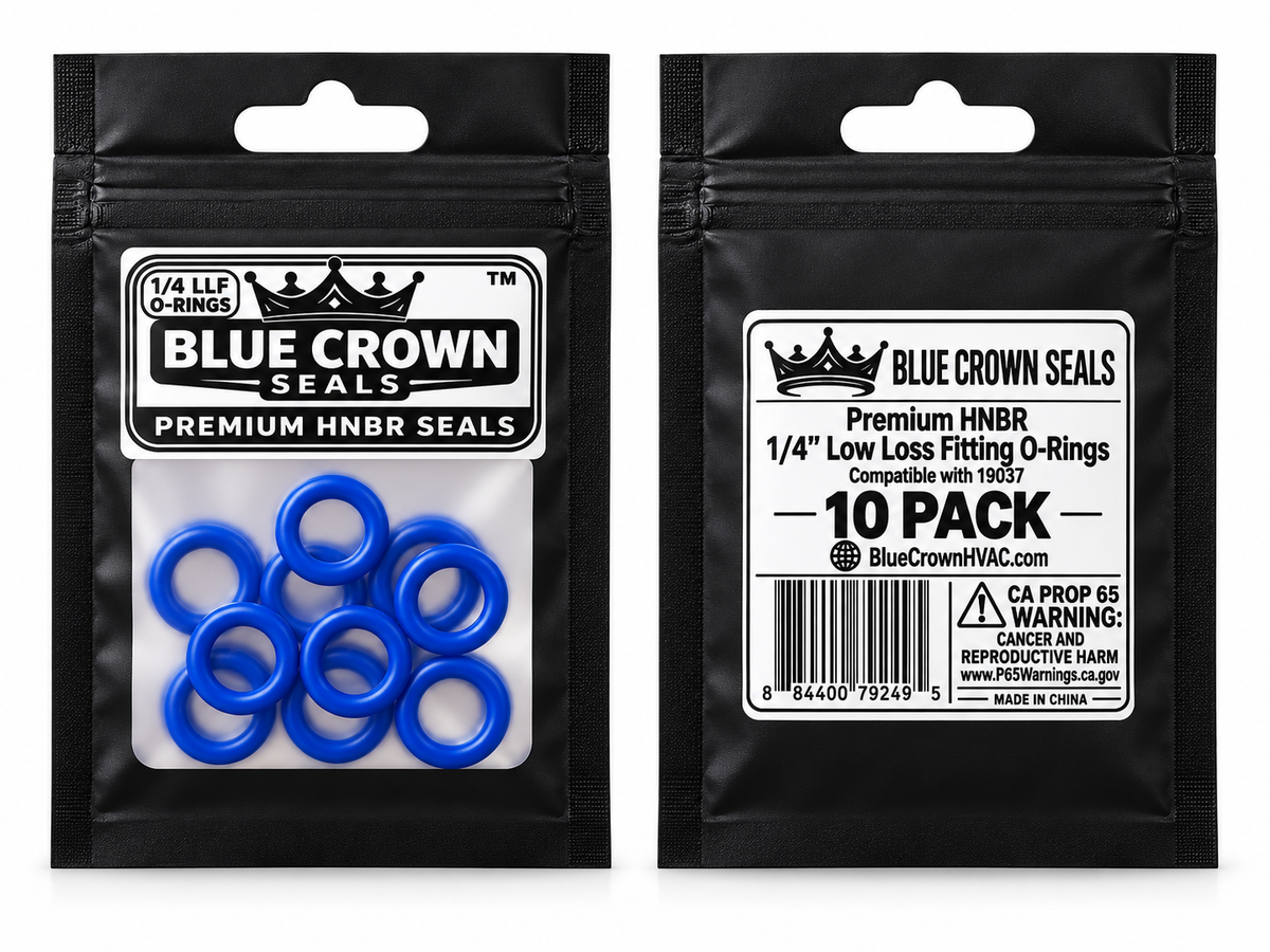 Blue Crown Seals – 1/4” Low-Loss Fitting O-Rings | Premium HNBR Rubber | 10-Pack
