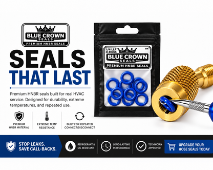 Blue Crown Seals – 1/4” Low-Loss Fitting O-Rings | Premium HNBR Rubber | 10-Pack